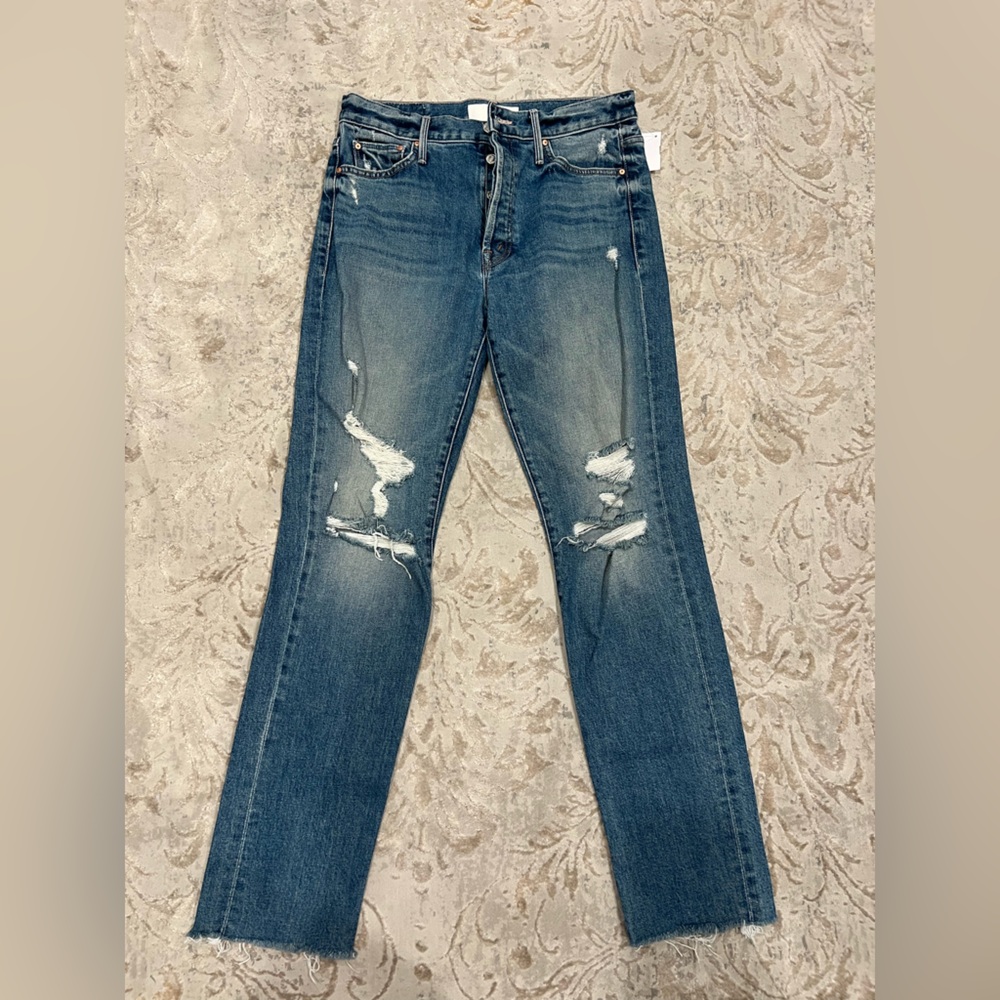 Mother the Trickster Skimp Fray in Thrill Seeker Distressed Denim Jeans 27 - Picture 13 of 15